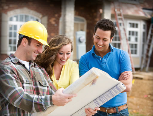 contractor talking to family